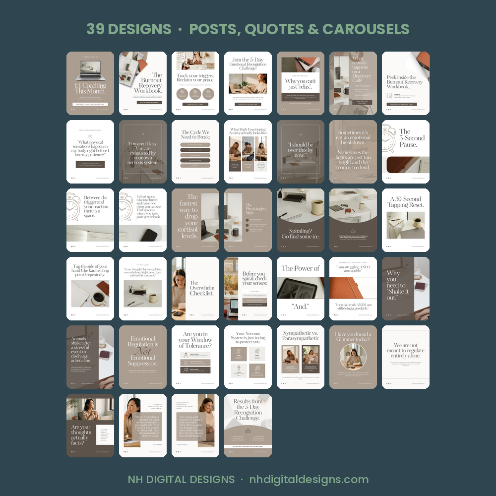 Emotional Regulation Instagram Templates | 39 Editable Canva Designs for Coaches - Image 3