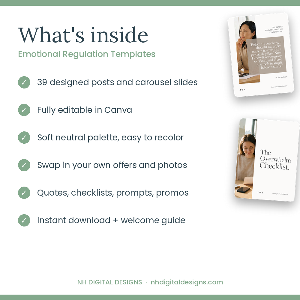 Emotional Regulation Instagram Templates | 39 Editable Canva Designs for Coaches - Image 4