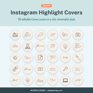Realtor Instagram highlight covers in a chic minimalist style - NH Digital Designs