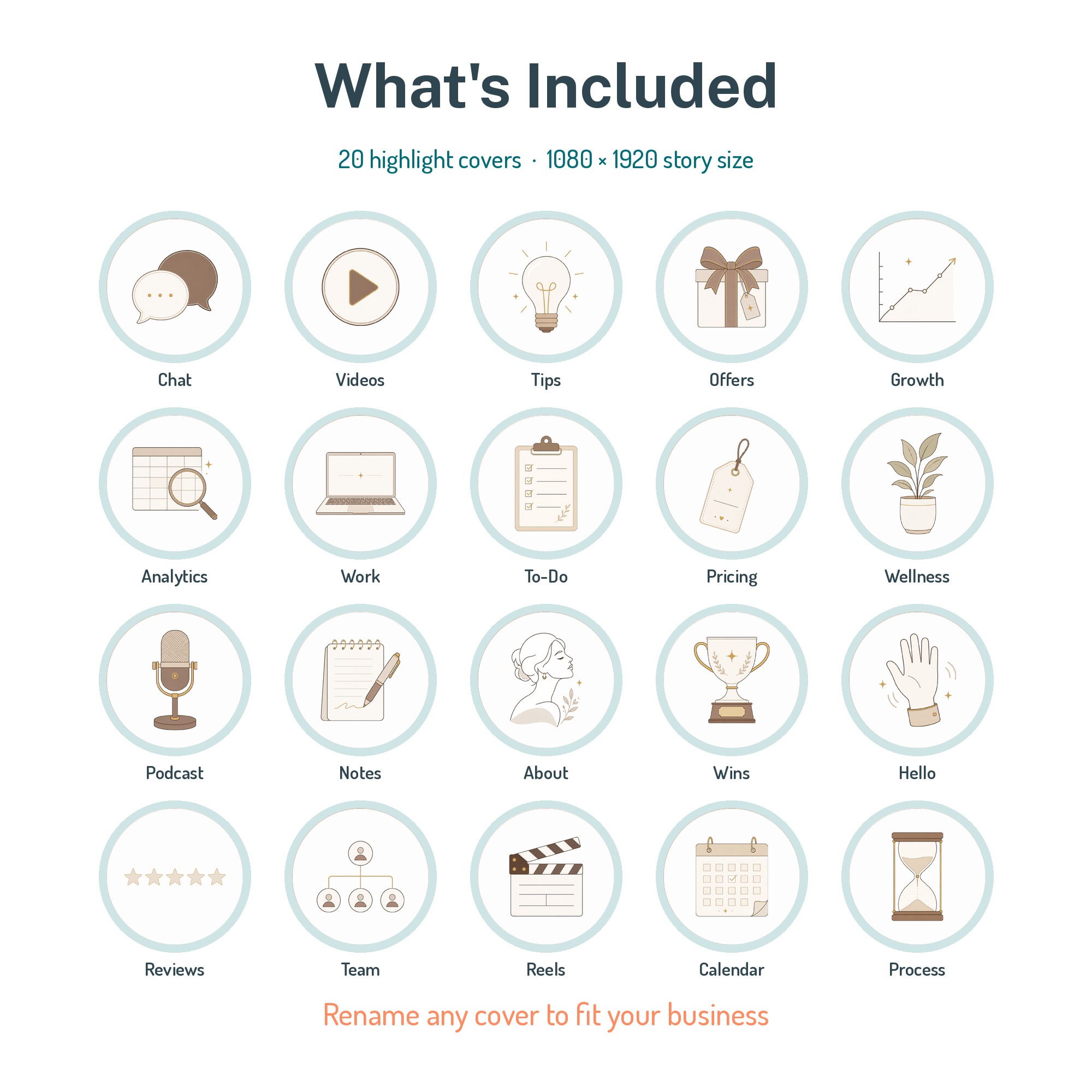 All 20 editable highlight cover icons included